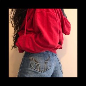 RED DOCKERS OVERSIZED HOODIE SWEATSHIRT ZIP UP